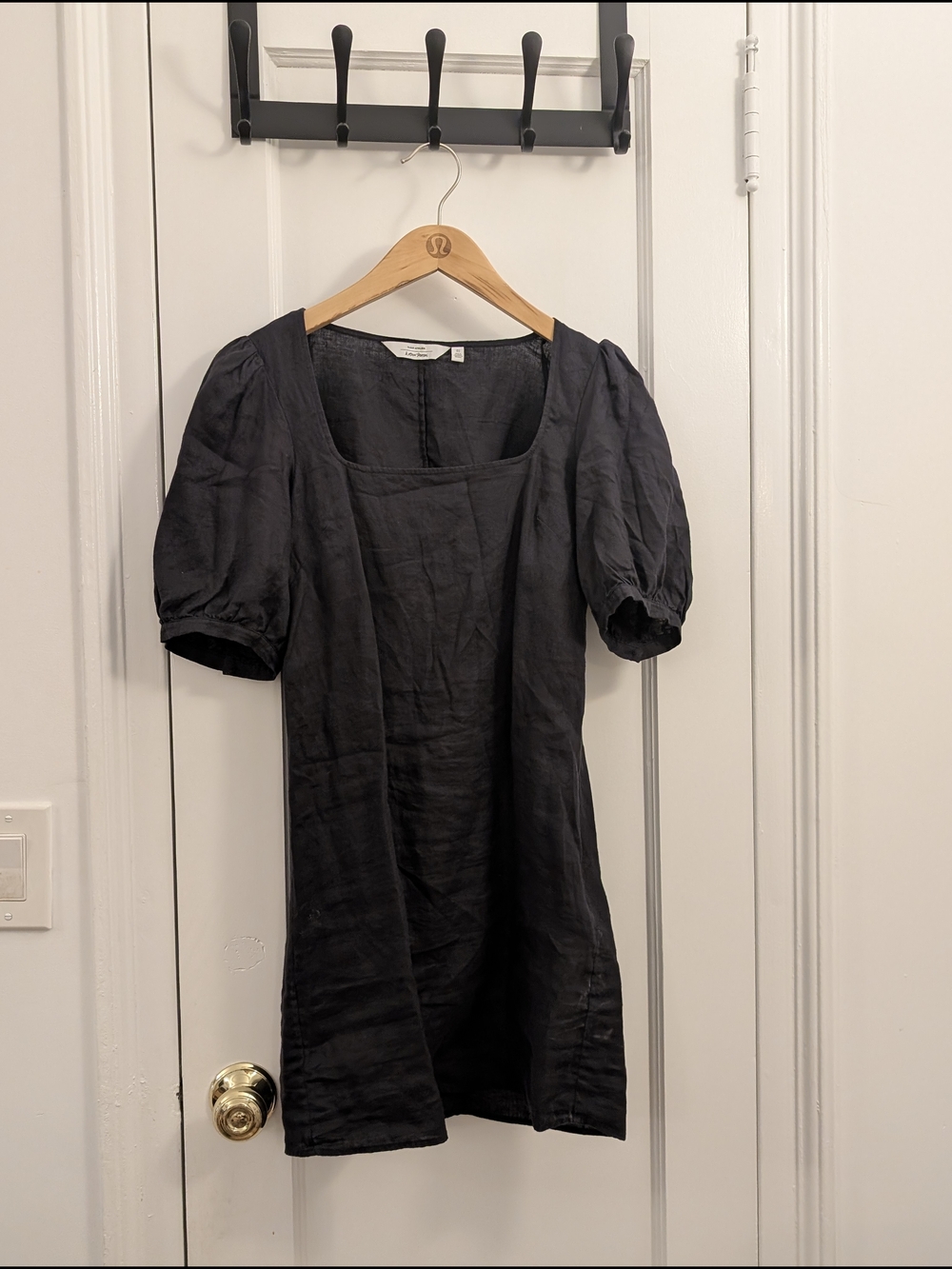 & Other Stories Black Linen Dress with Crew Neck